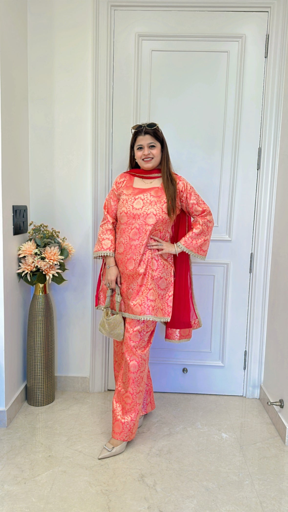 Gulnaar Grace Three Piece Brocade  suit set
