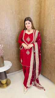 Ruby Noor Suit set with banarasi dupatta