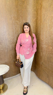 Embroidery coord set with Angrakha style