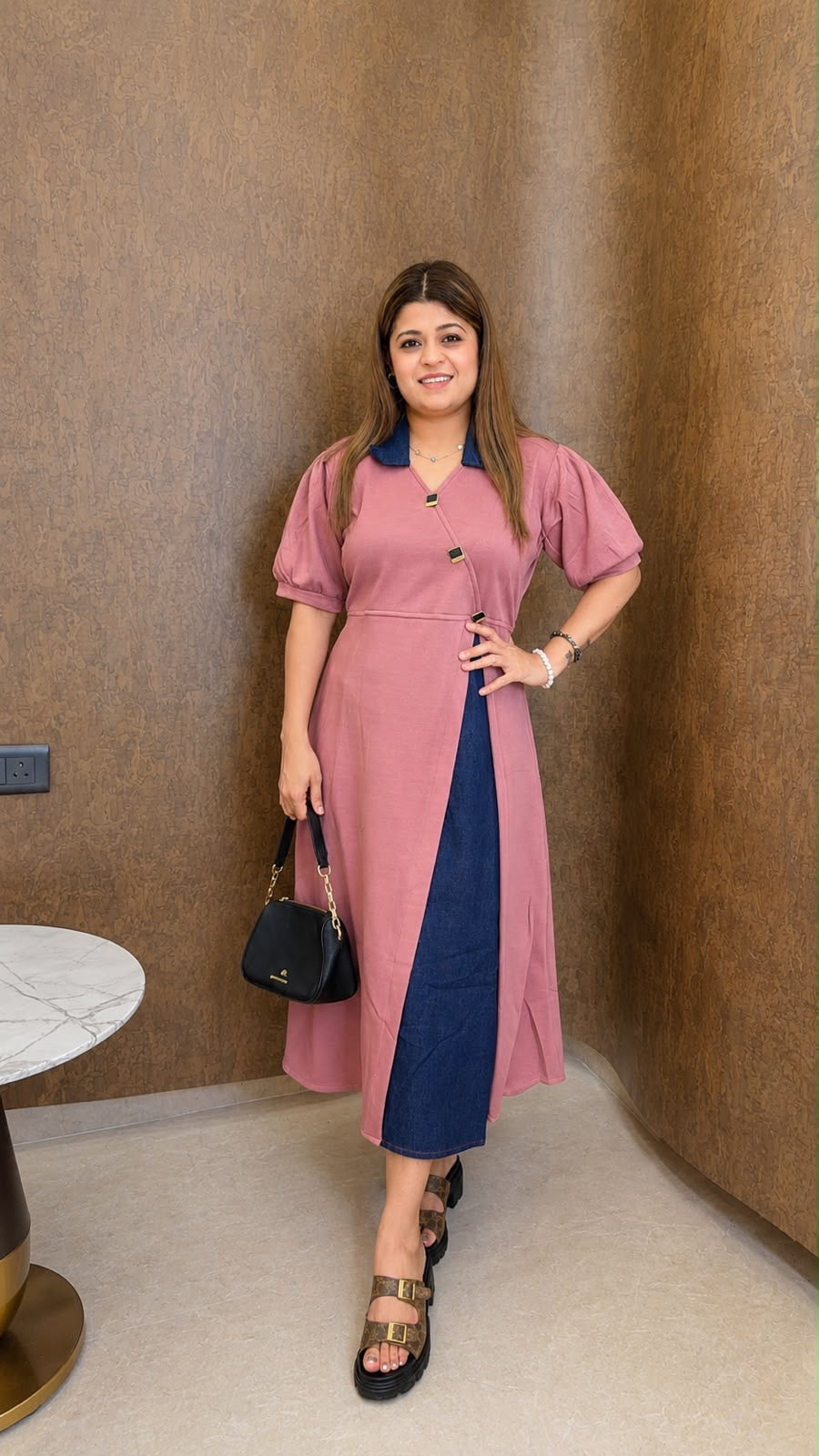 Collar Denim lycra imported dress