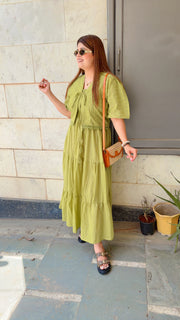 Premium Cotton Schifli Dress With Shrug