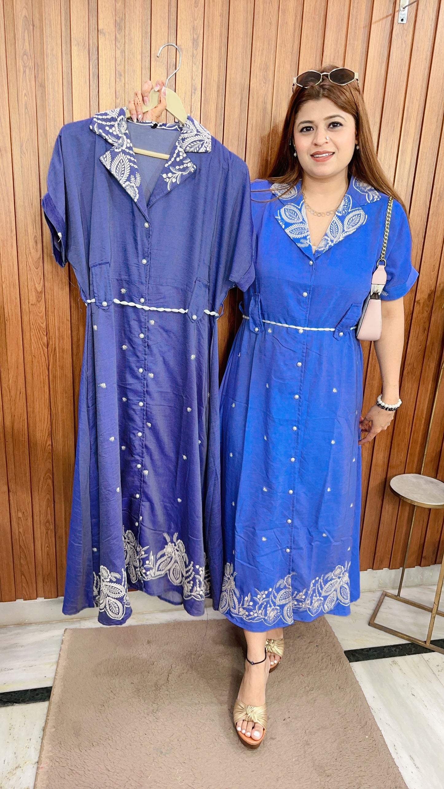 Velina Embroidery Cotton Denim Dress