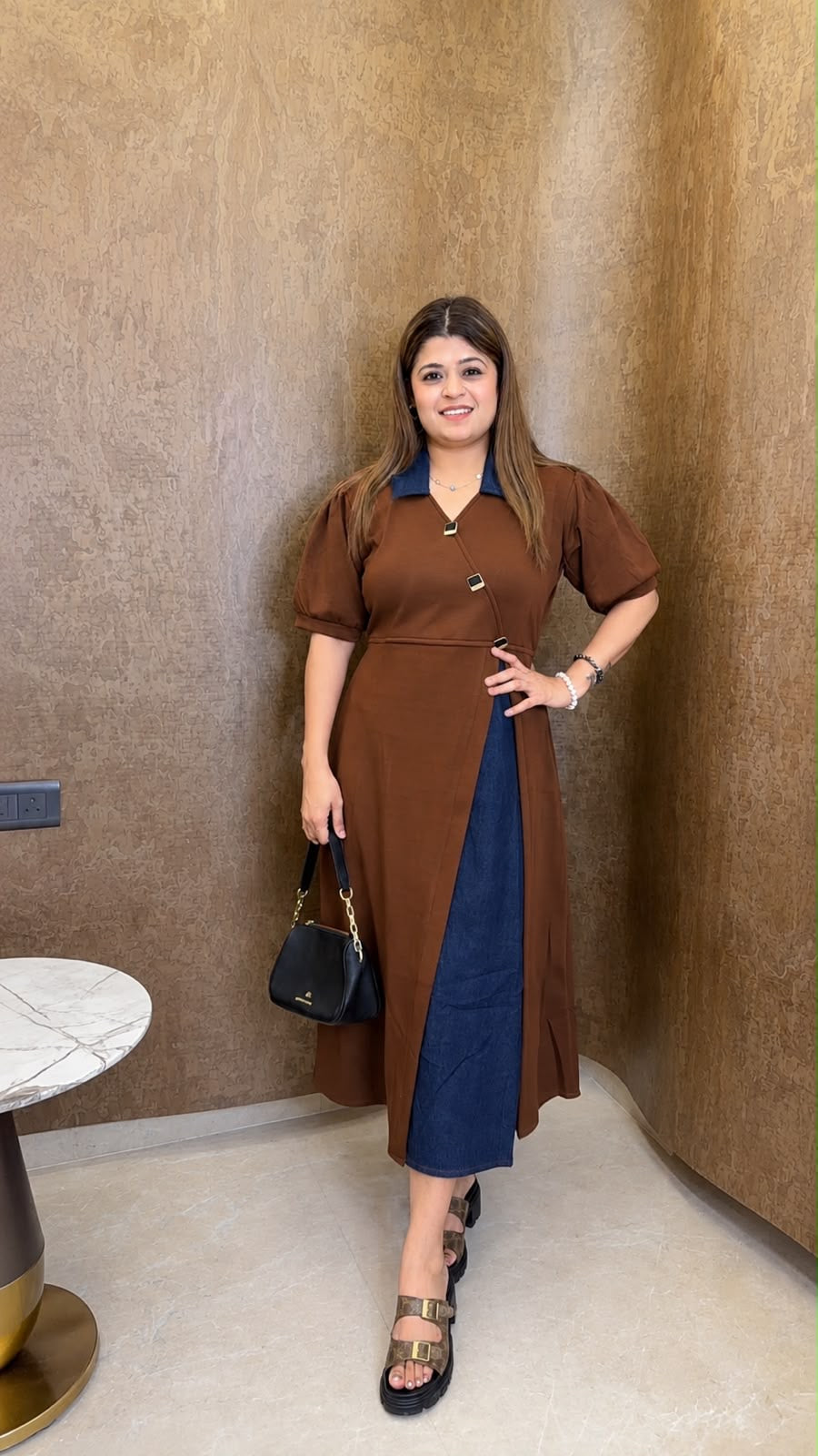 Collar Denim lycra imported dress