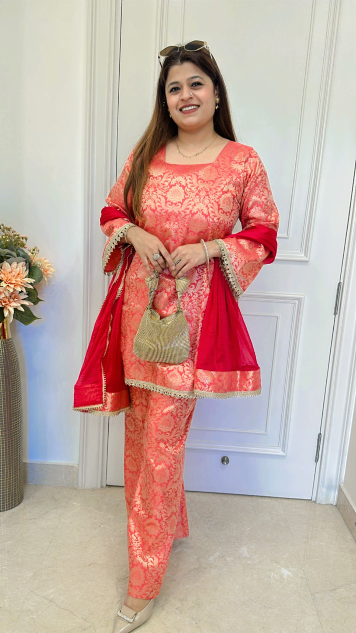 Gulnaar Grace Three Piece Brocade  suit set