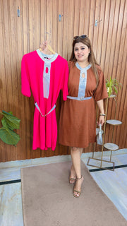 Bow Ribbed Short Dress