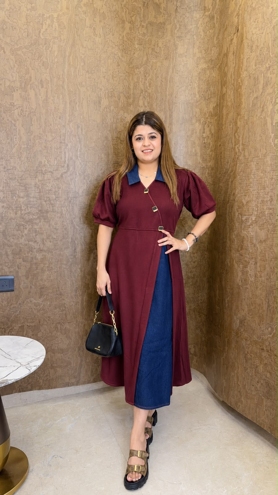 Collar Denim lycra imported dress