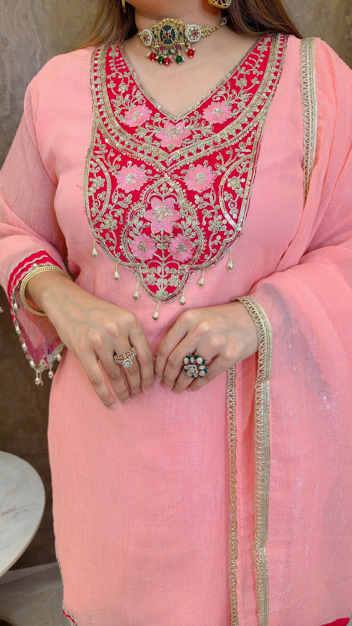 Blush noor Premium three piece suit set