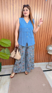 Aaysa Plain Cotton Denim Coord set