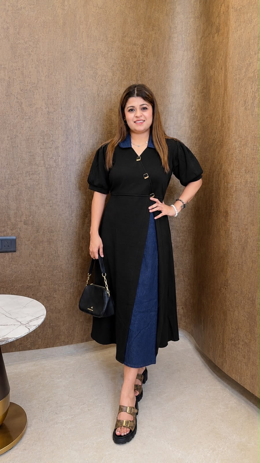 Collar Denim lycra imported dress