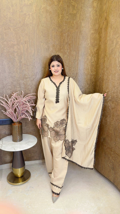 Embroidery Flowers Three piece suit