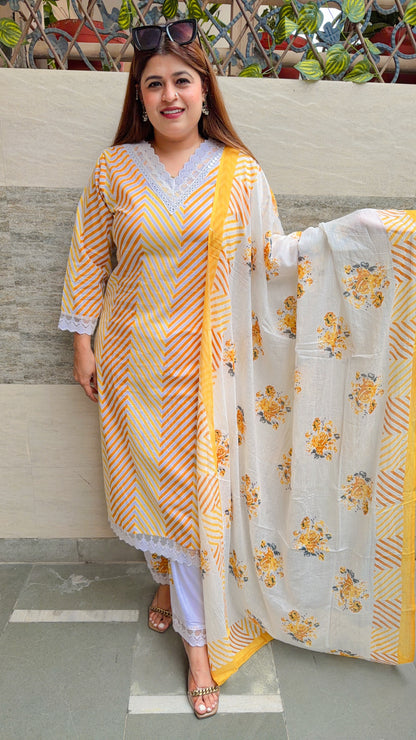 Laiba Strip Mul Cotton Three Piece Suit