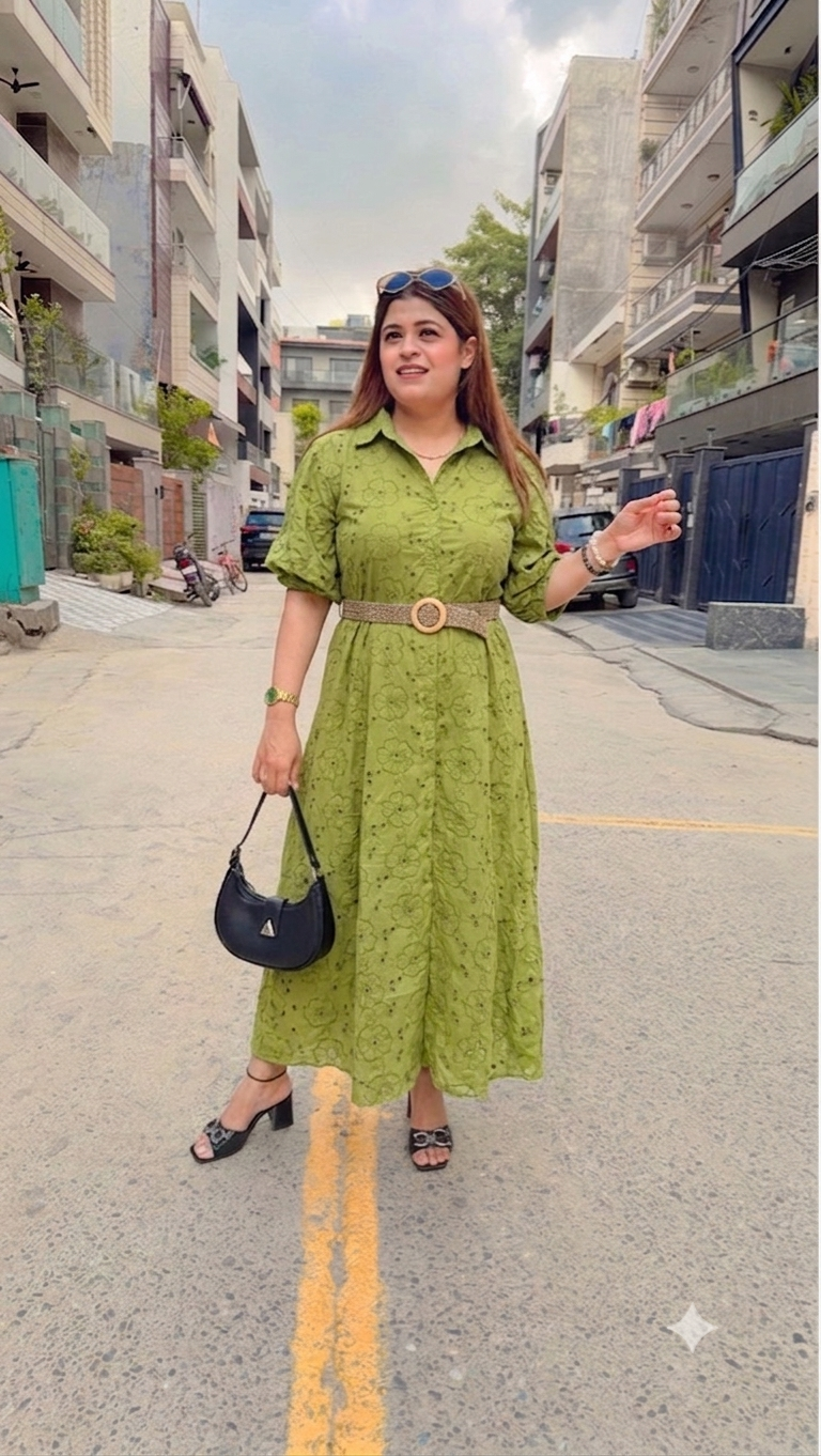 Flower schifli Cotton Maxi Dress
