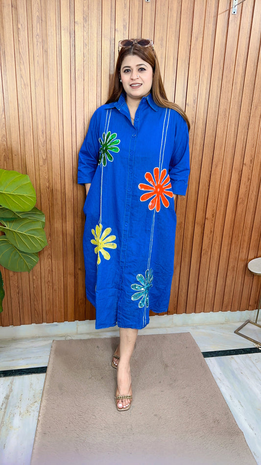 Sequence Flower Denim Dress