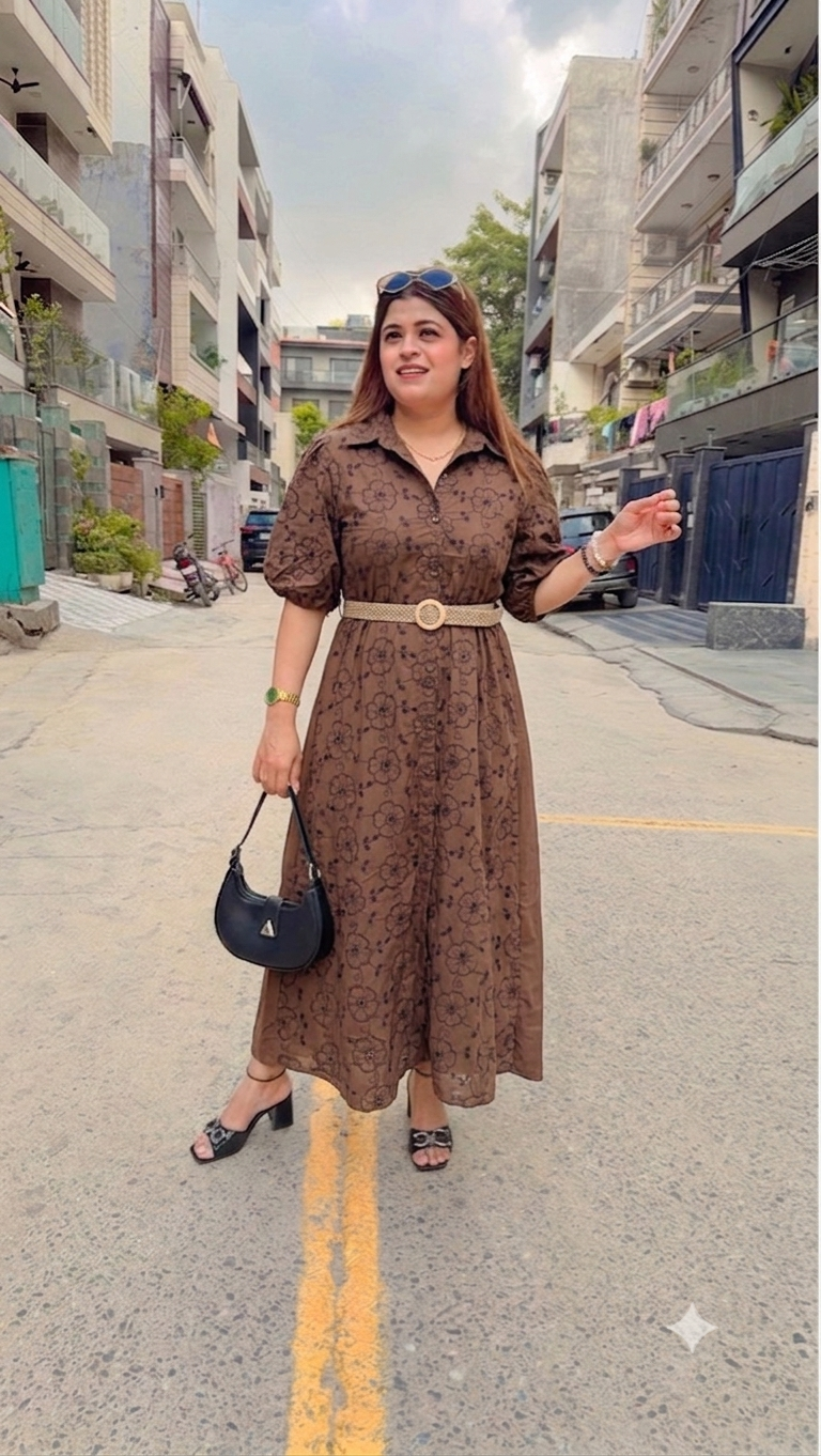 Flower schifli Cotton Maxi Dress