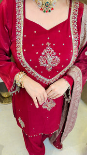 Ruby Noor Suit set with banarasi dupatta