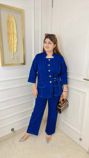 Denim coord set with side belt