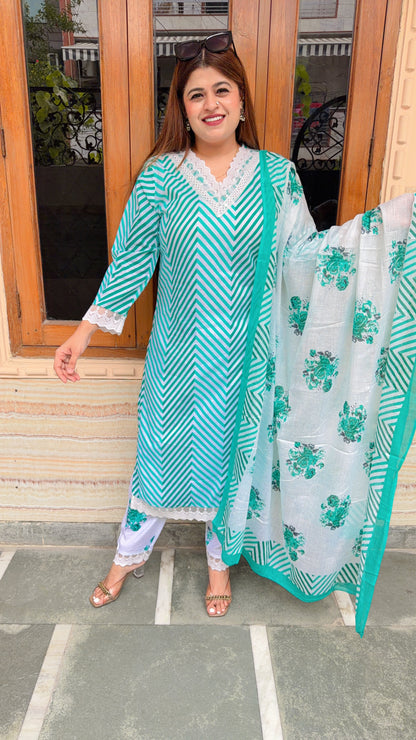 Laiba Strip Mul Cotton Three Piece Suit