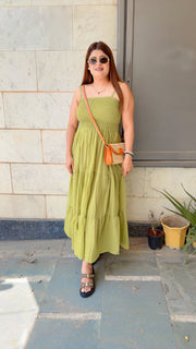 Premium Cotton Schifli Dress With Shrug