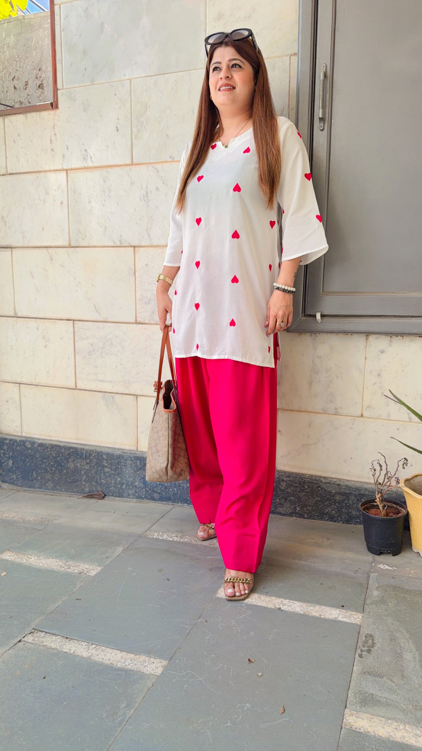 Heart Embroidery Farshi Two piece Set