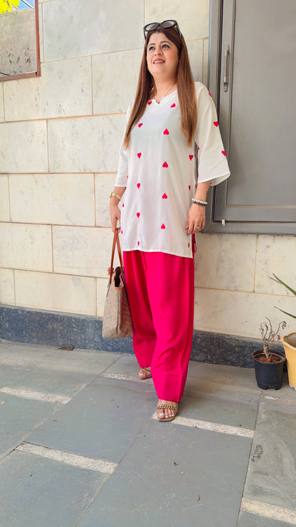 Heart Embroidery Farshi Two piece Set
