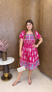Block Print Cotton Short Dress