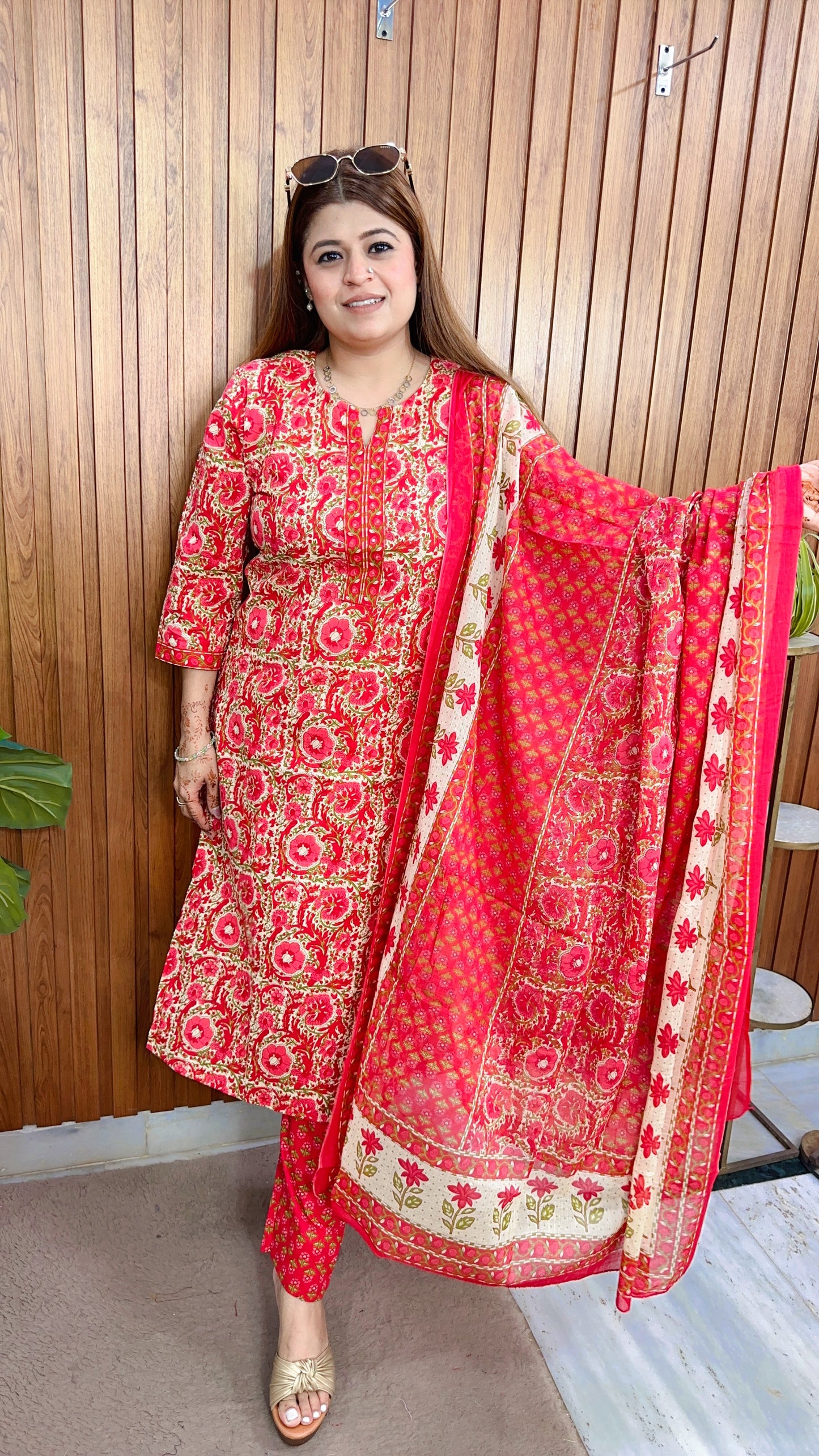 Madhubani Floral Cotton Suit