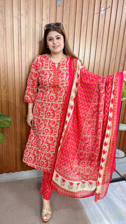 Madhubani Floral Cotton Suit