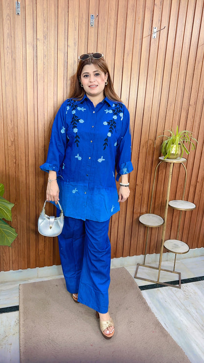 Carly Ombre Embroidery Denim Coord set
