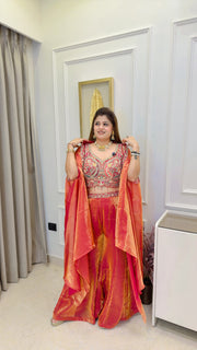 Gul-e-Bahar three piece shrug  set
