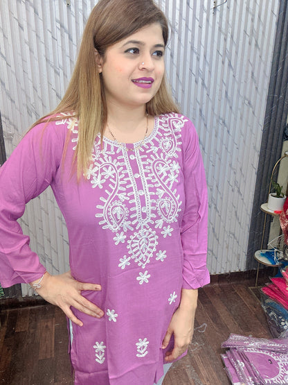 Cotton Lakhnavi short kurti