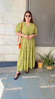 Premium Cotton Schifli Dress With Shrug