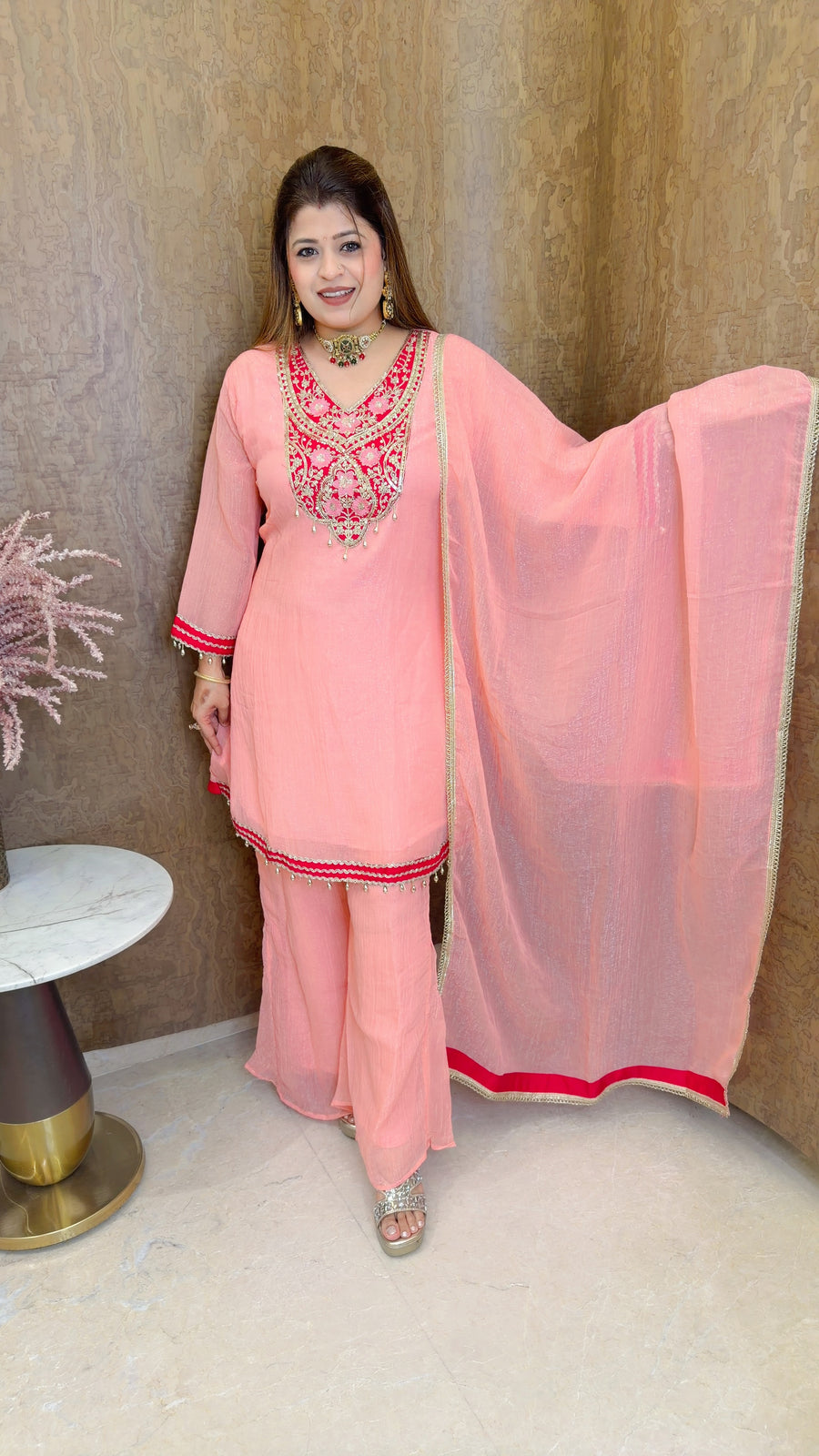 Blush noor Premium three piece suit set