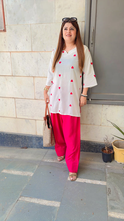 Heart Embroidery Farshi Two piece Set