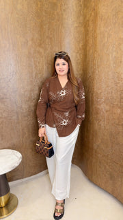 Embroidery coord set with Angrakha style