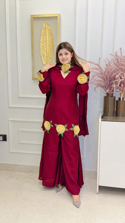 Organza Flower Three Piece Set