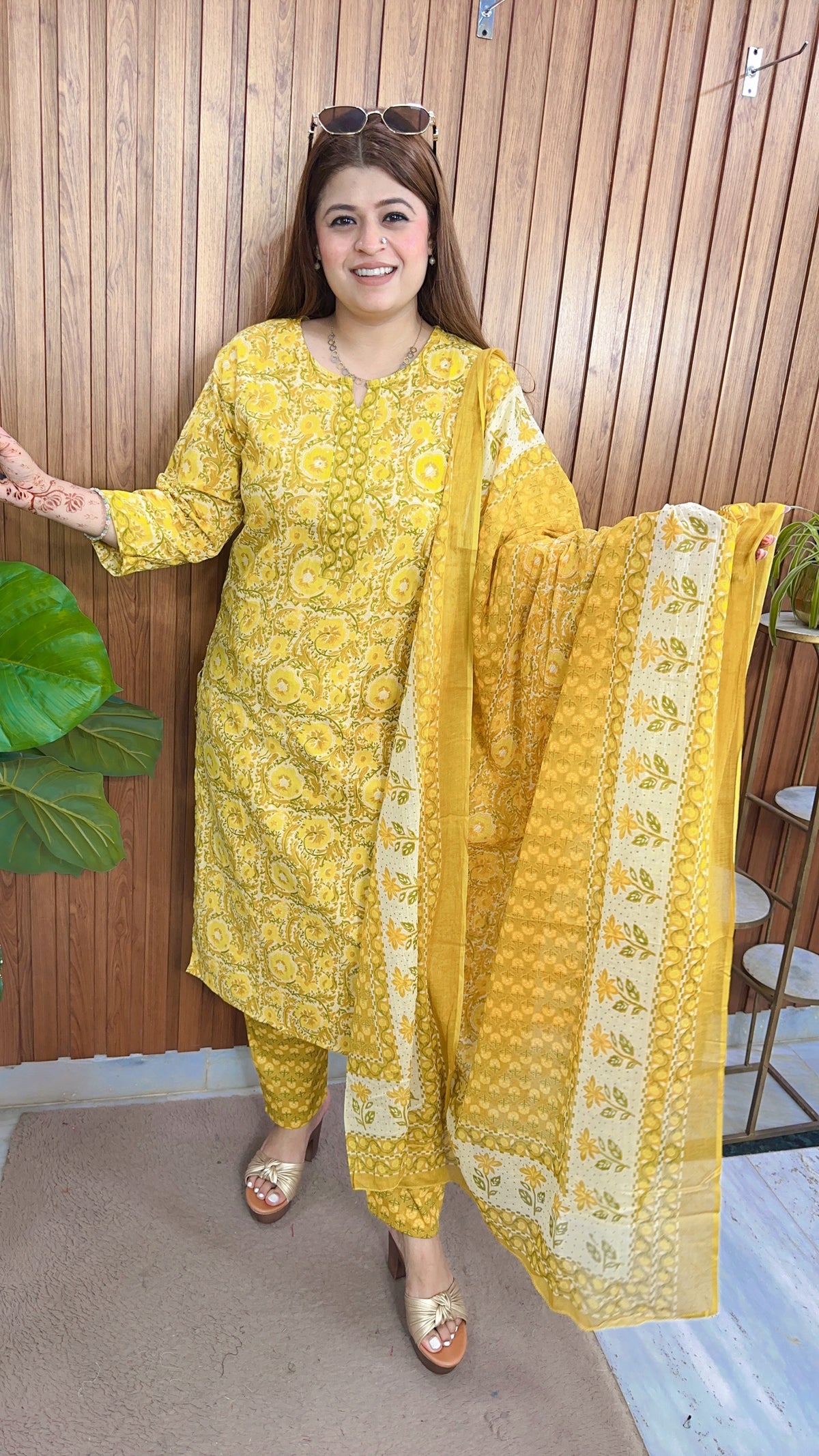 Madhubani Floral Cotton Suit