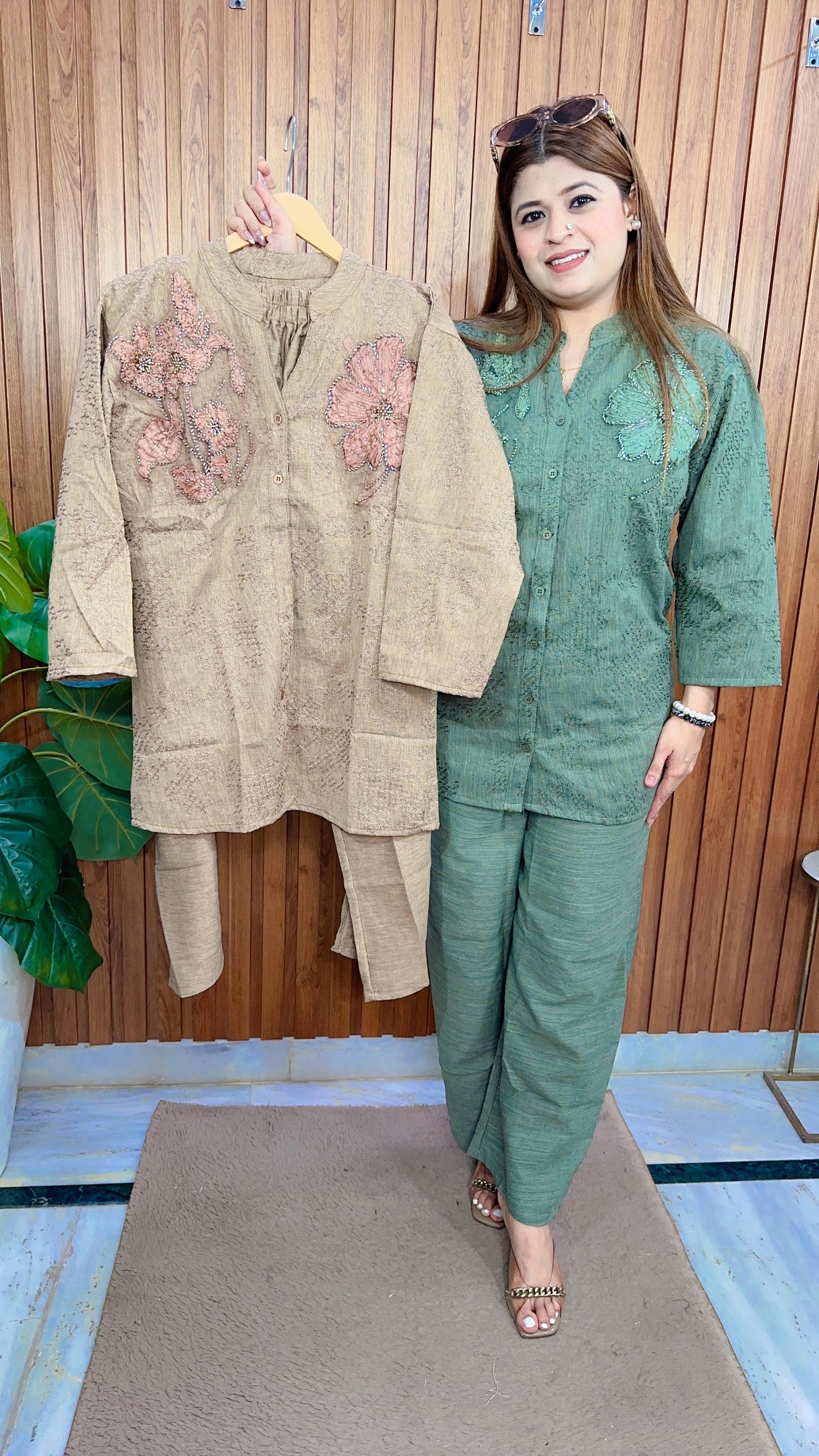 Premium Enmi Flower Cotton linen Coord set