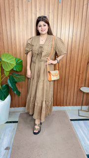 Premium Cotton Schifli Dress With Shrug