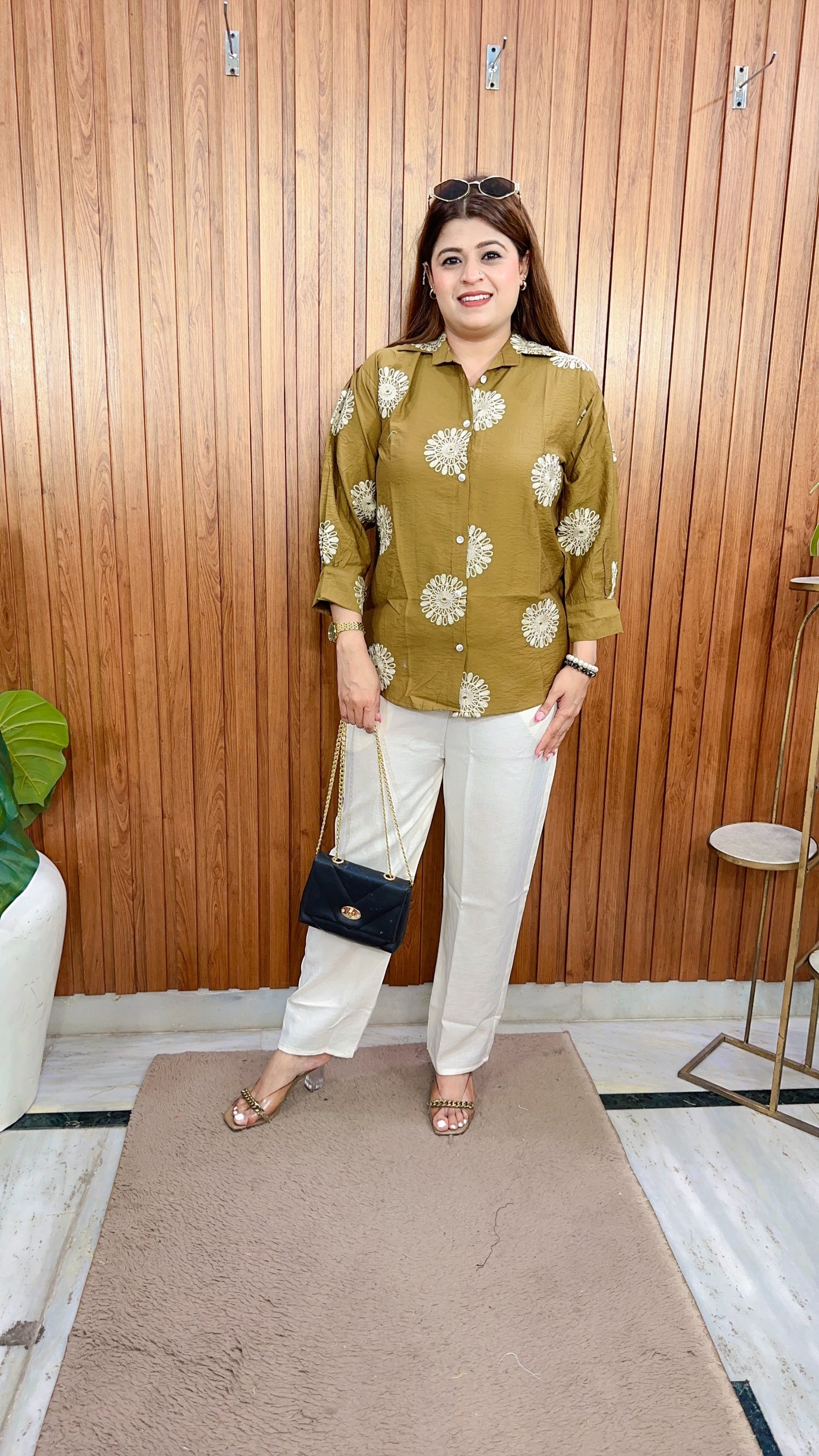 Inaya Flower Embroidery Cotton Linen Coord Set