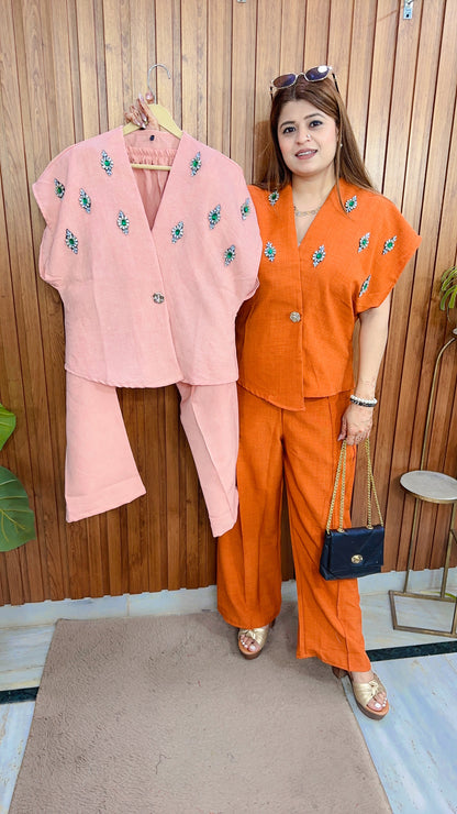 Ruby Cotton Linen Coord set