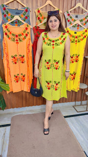 Marble multi embroidery A line Dress