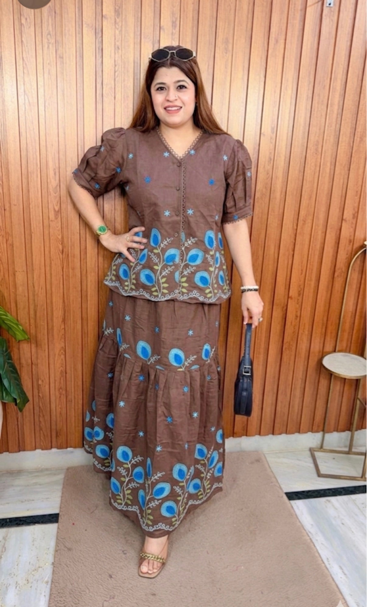 Haniah Embroidery Two Piece Skirt Set