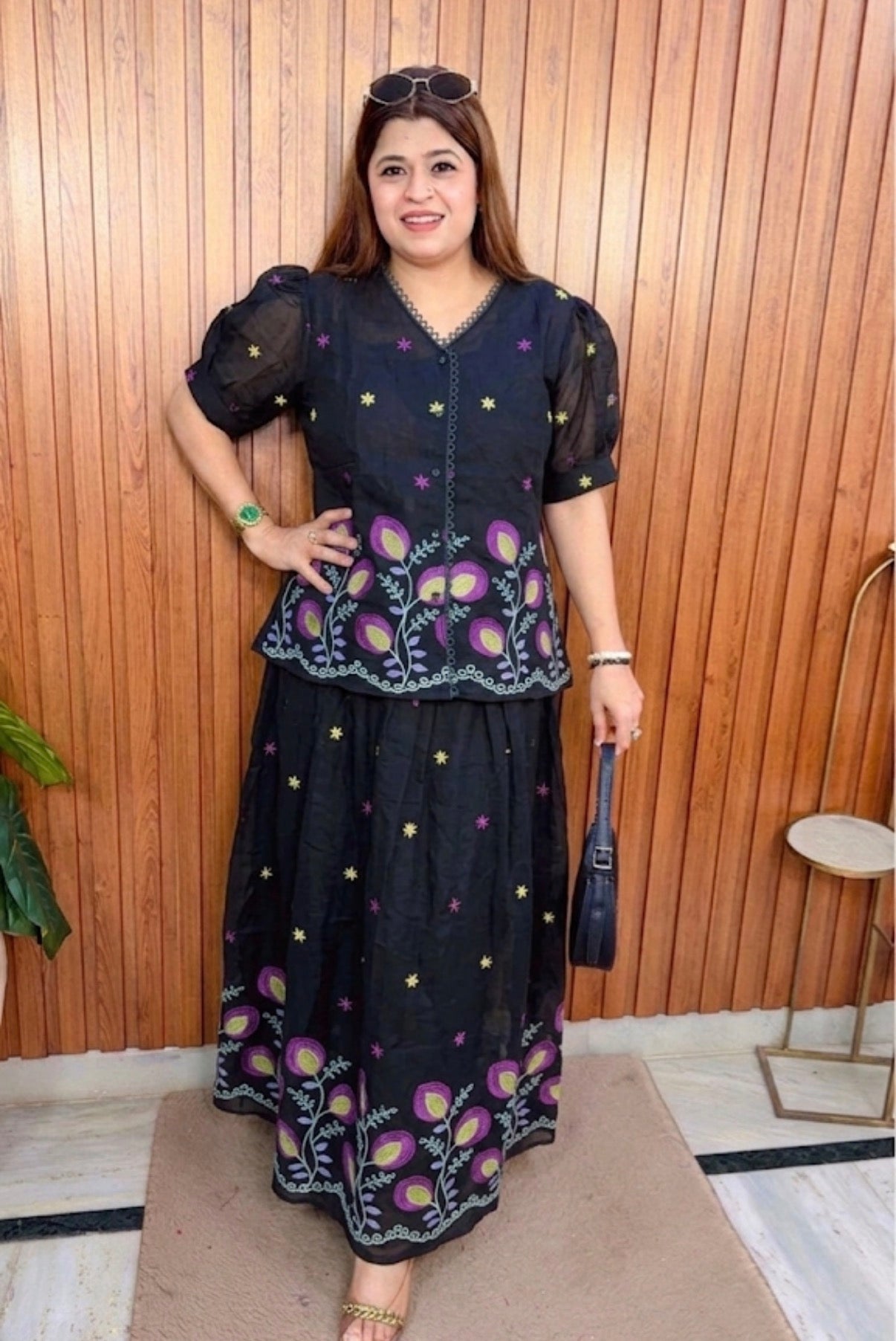 Haniah Embroidery Two Piece Skirt Set