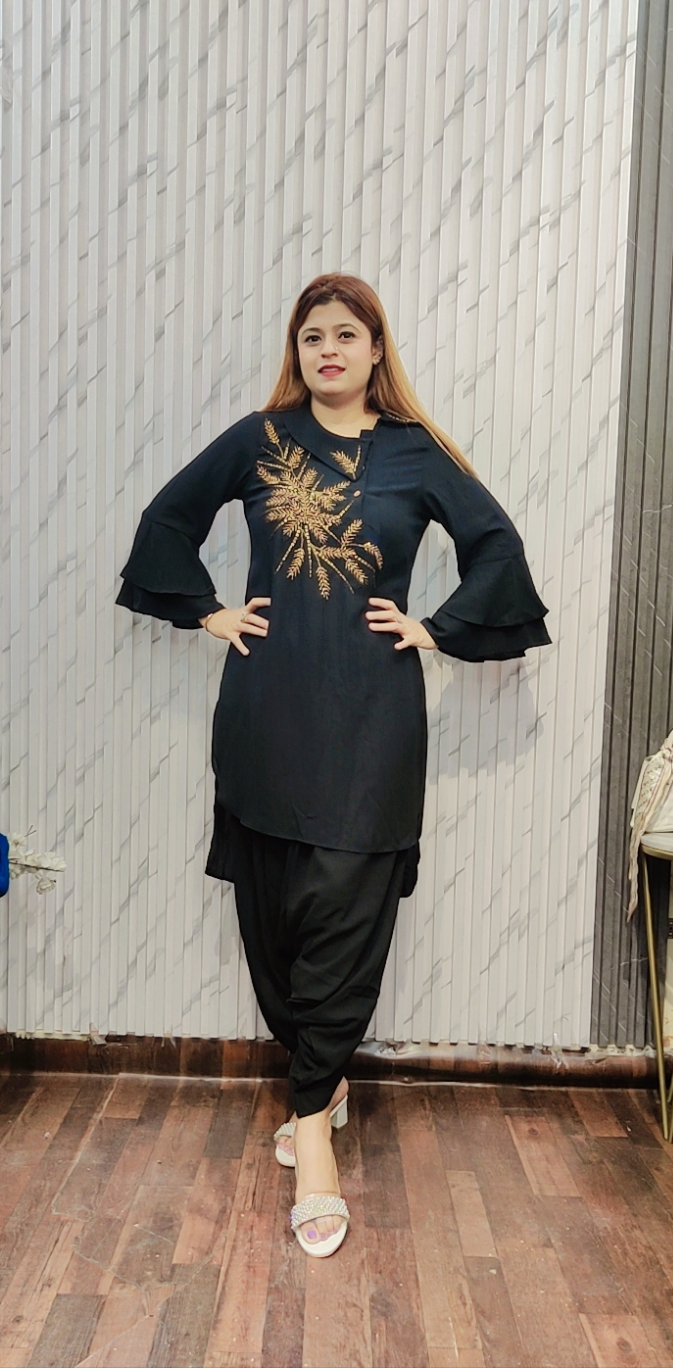 Black Kurti Style Skirt Coord Set