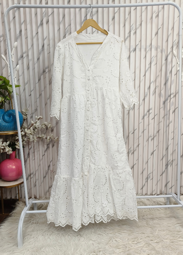Schiffli Long Dress