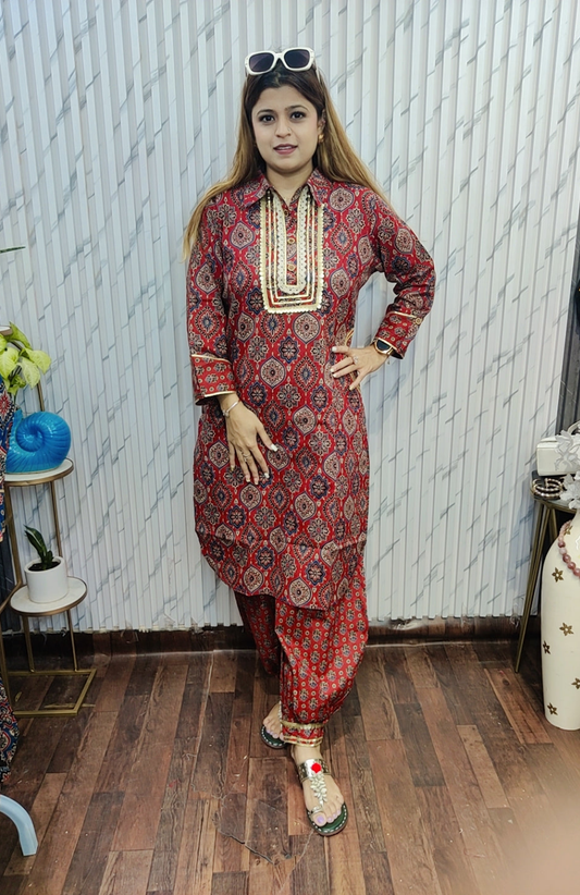 Rust Afgani Kurta Set