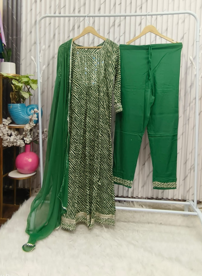 Leheriya A line Suit Set Kurta Set