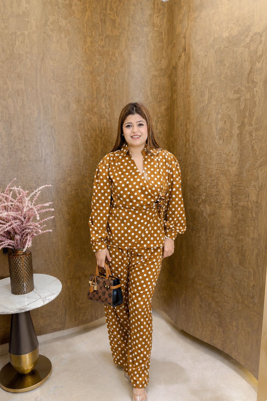 Premium full sleeve coord set with small polka