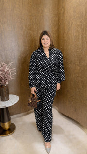 Premium full sleeve coord set with small polka