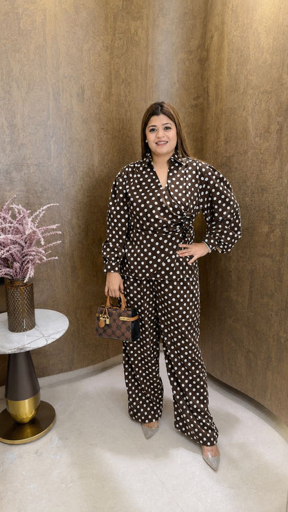 Premium full sleeve coord set with small polka